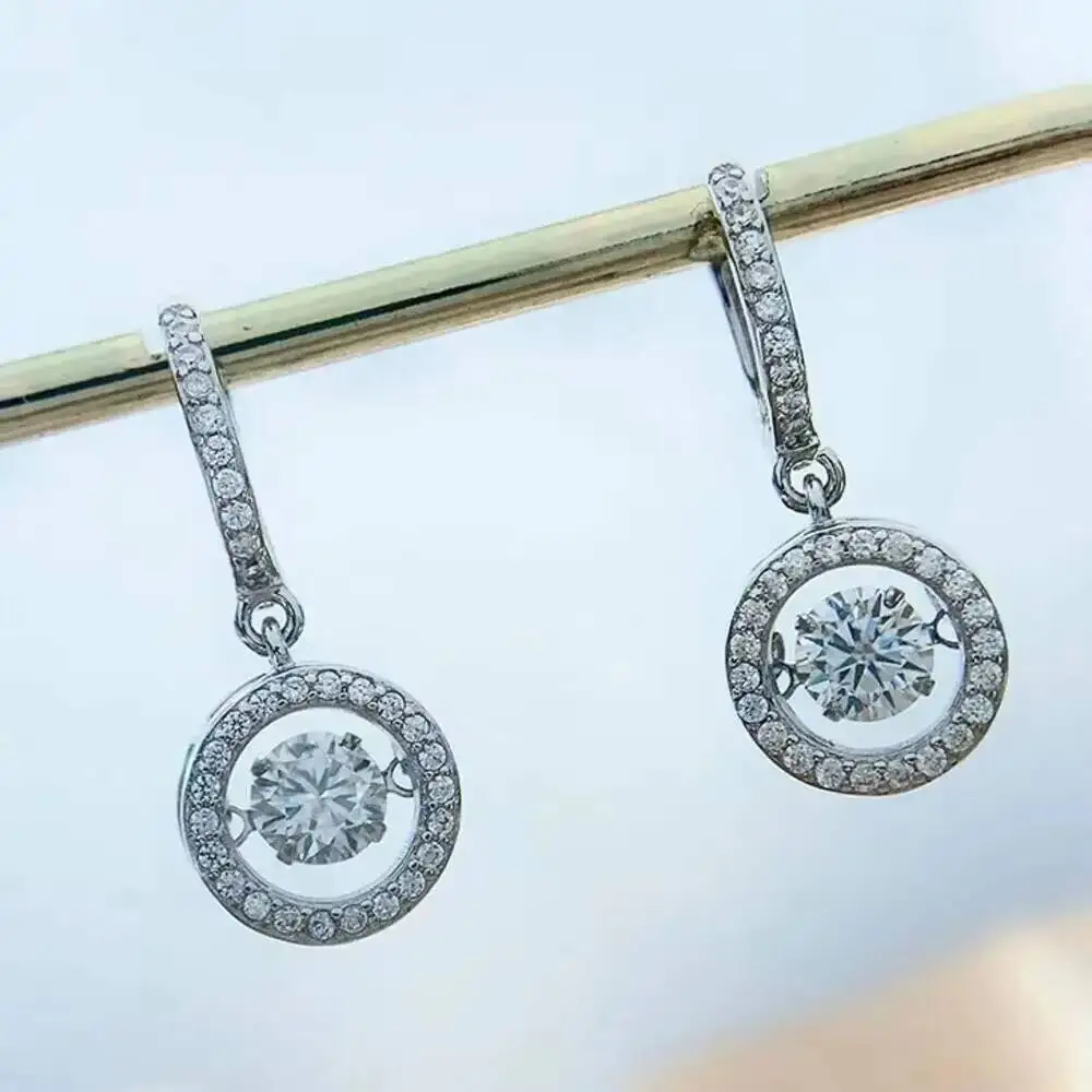 SG 1-2Ct D-Farbe Moissanit Runde Tropfen-Ohrringe S925 Sterling Silber Hochzeitsschmuck für Damen – Detail 5
