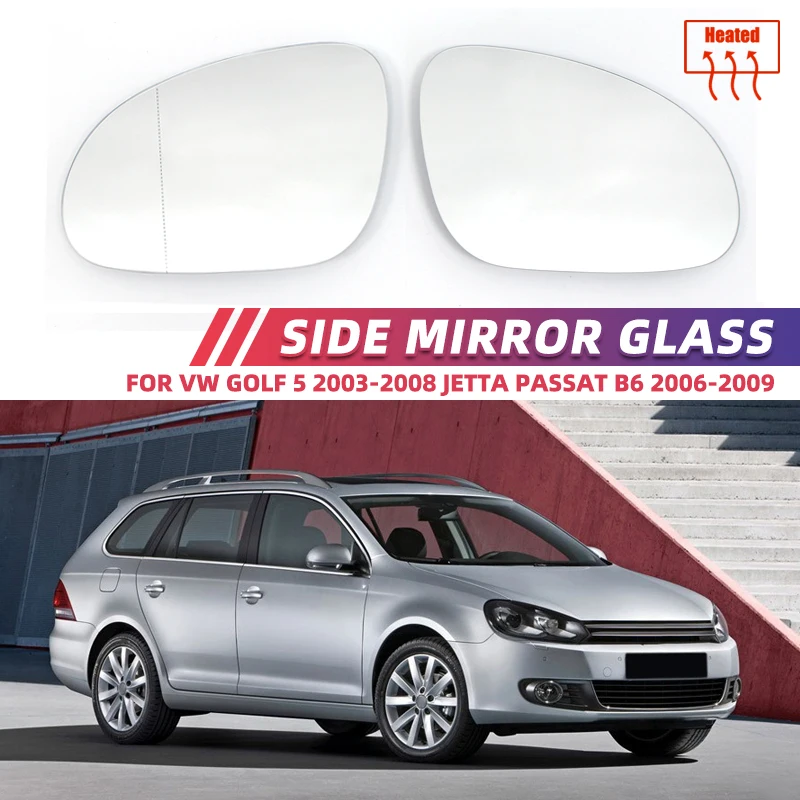 Left Right Side Heated Mirror Blue White Glass Lens For VW Golf 5 MK5 Jetta Passat B6 2005-2009 Replacement 3C0857521 3C0857522