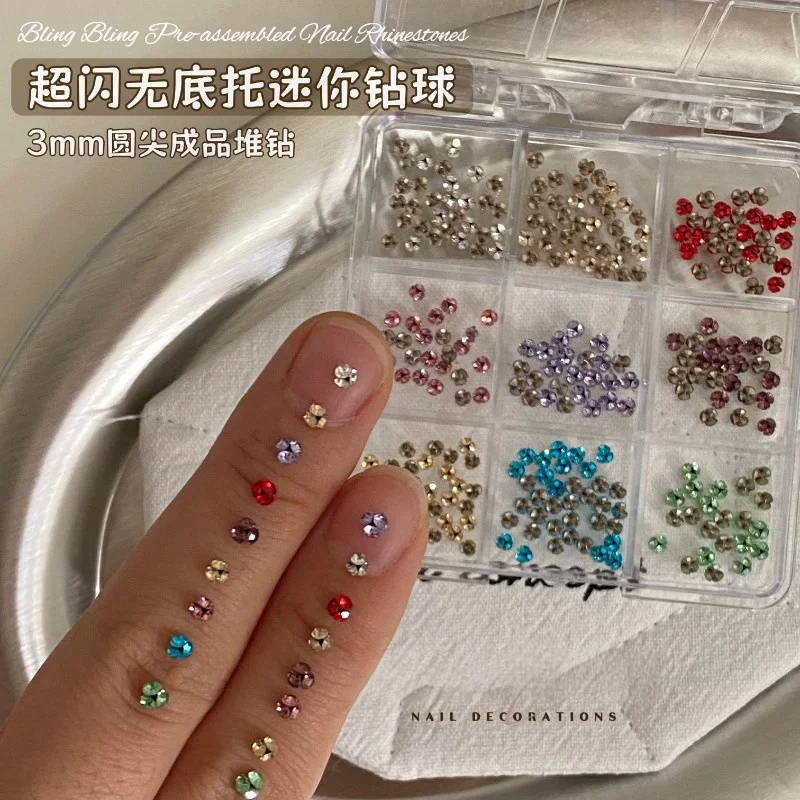 50 pcs Y2K 3mm Mini Colorful Rhinestones Super Shiny No Base Pre-made K9 Diamond Beads Luxury Nail Art Decor Manicure Charms