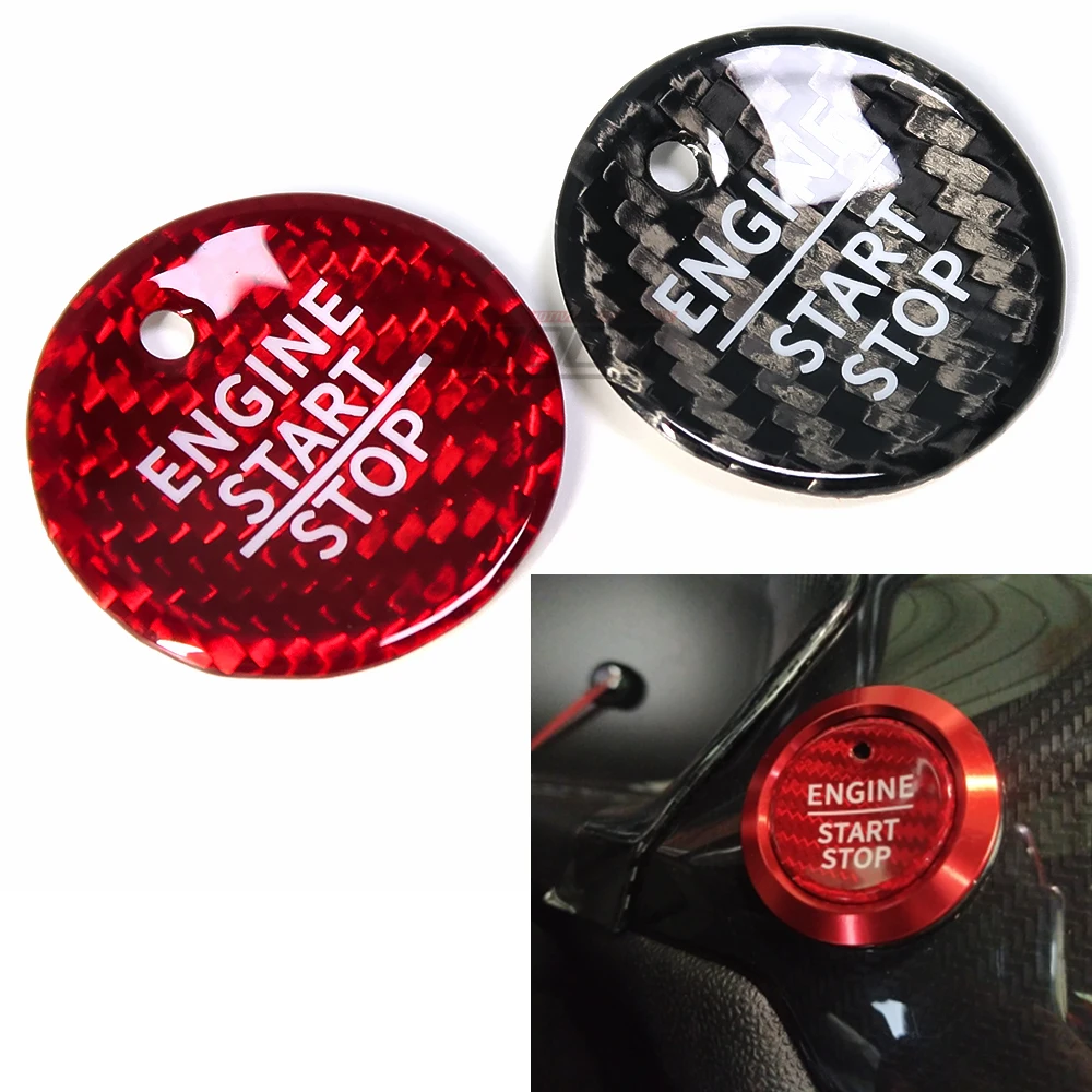 Red & Black Carbon Fiber For Ford Fiesta ST MK8 2018 Car Interior Start Stop Engine Button Switch Sequins Sticker Cover Trim