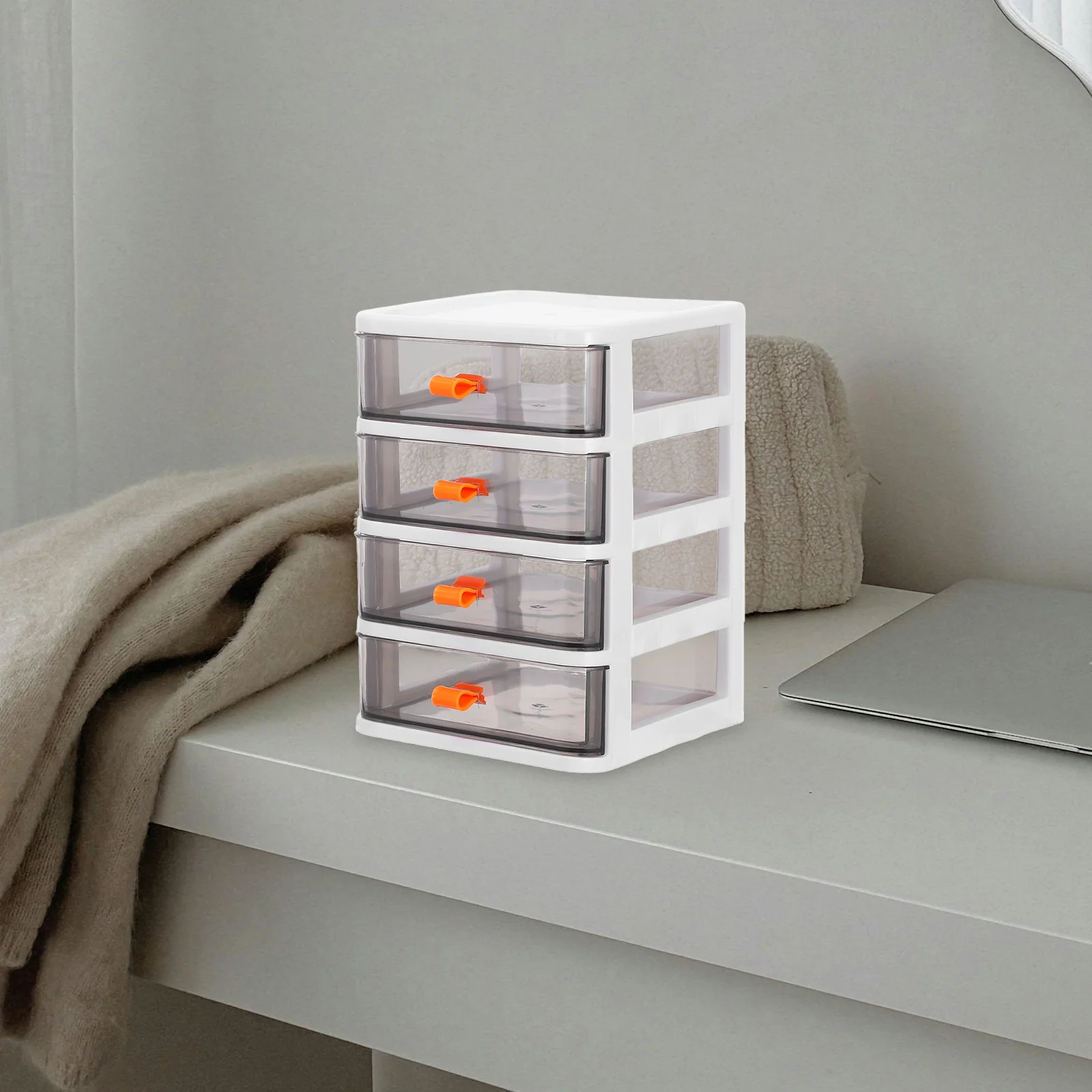 

4 Compartment Stackable Drawer Storage Box Transparent Design for Desk Organization Stationery Office Supplies Mini Drawer