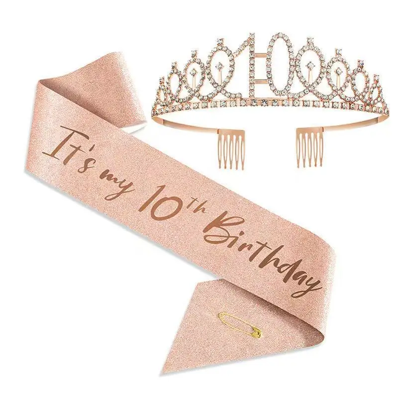 Birthday Tiara Crown and Sash for Women Girls Sweet 13th 16th 21st 30th 40th 50th 60th Birthday Party Decoration Favor Gifts - view 4