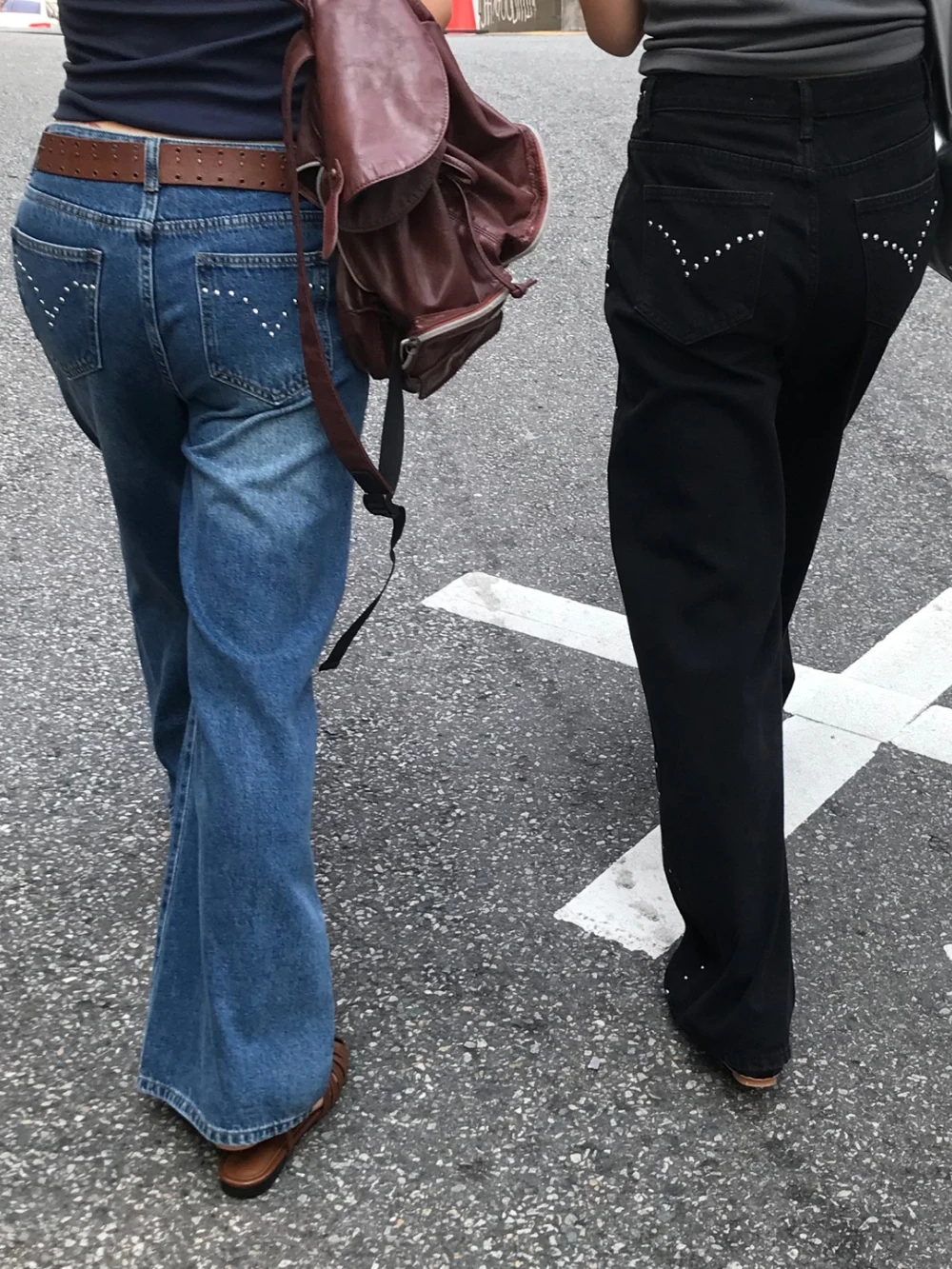 SML – pantalon en Denim pour femmes, 2 couleurs, rétro Chic, taille haute, coupe ample, perles décoratives, embellissement lourd, Long polyvalent, automne