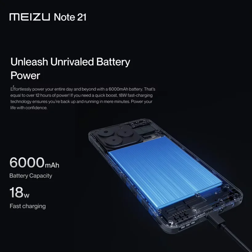 Meizu Note 21 4G 4GB/256GB Smartphone 6000mAh Large Battery 50MP Triple Camera