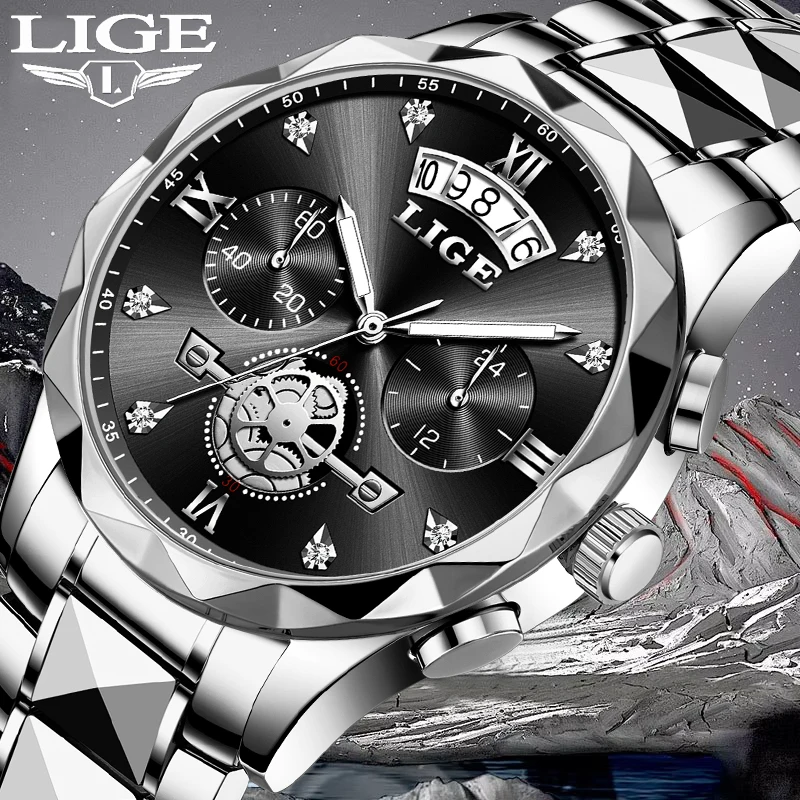 

LIGE Top Brand Luxury Men Watch Fashion Waterproof Chronograph Watch for Men Stainless Steel Men's Quartz Watches Reloj Hombre