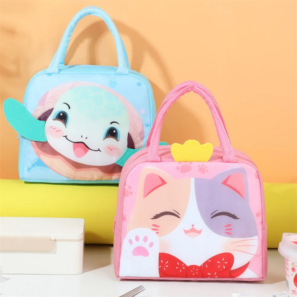 Cartoon Animals Lunch Bag For Children Kids School Portable Large Capacity Thermal Bags Cooler Bento Box Storage Pouch