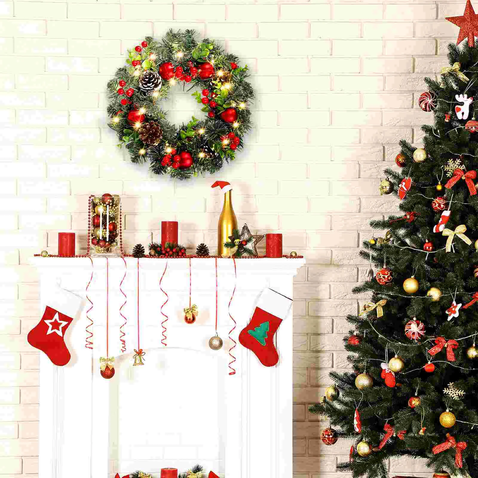 Adornos circulares de vid de Navidad, suministros de decoración colgante, escena de Festival, corona decorativa, árbol para el hogar