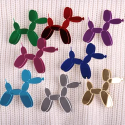 KUGUYS Cute Balloon Dog Poodle Brooch for Women Mirror Acrylic Red Blue Purple Pink Green Gold Silver Color Jewelry Accessories