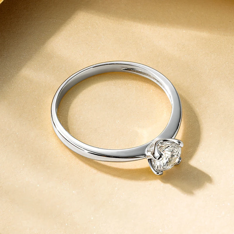 Rrjzz Runder Solitär-Moissanit-Diamant-Verlobungsring in Silber- und Goldfarbe, Zeitlose Eheringe für Frauen, Leichterer Schmuck – Detail 17