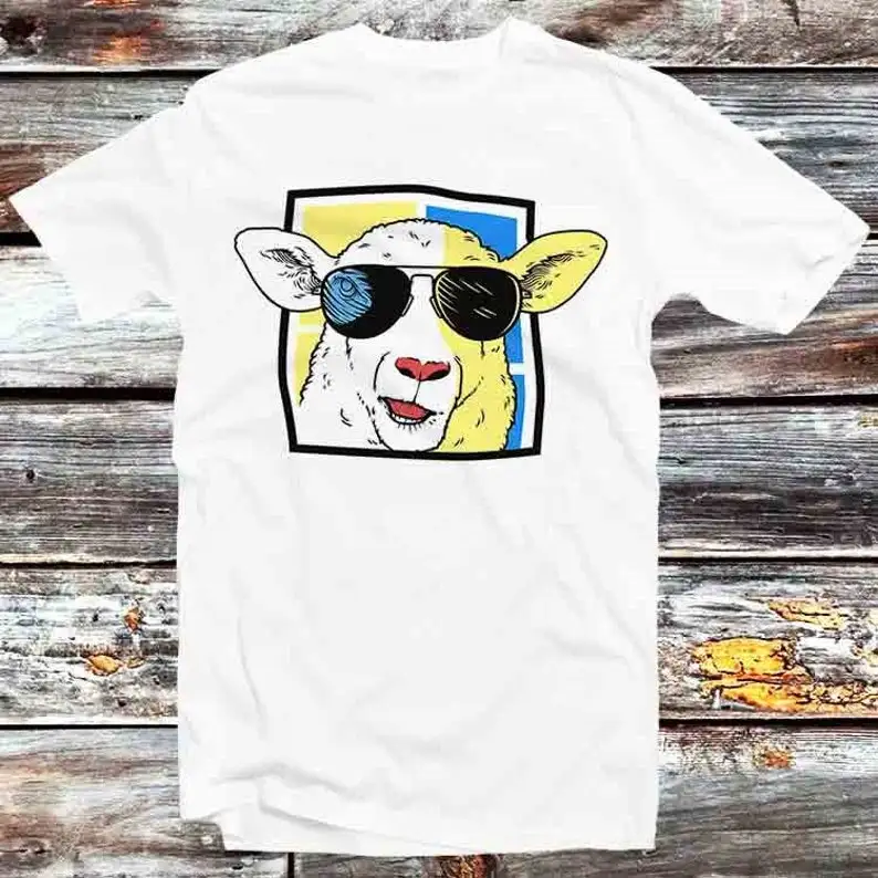 

Sheep With Sunglasses T Shirt Vintage Retro Cool Gift Mens Womens Unisex Cartoon Anime Top Tee B877