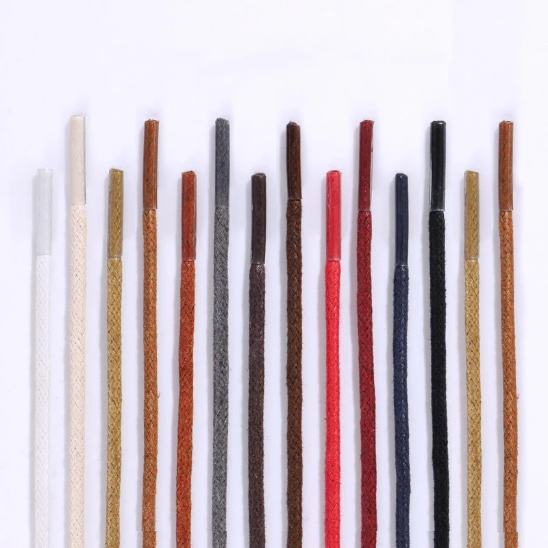 1 Pair Cotton Waxed Shoelaces Round Shoelaces Boots Laces Waterproof Leather Shoelace Length 60/80/100/120/140/160/180cm