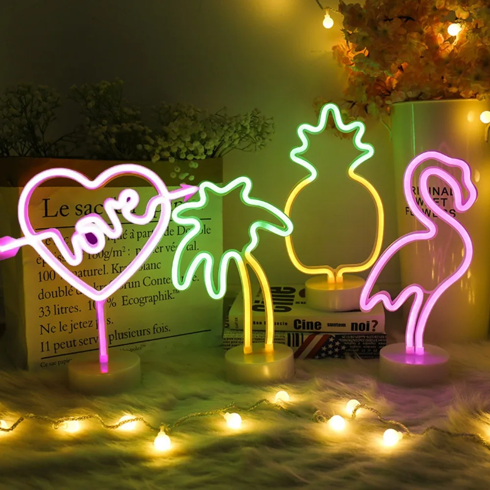 Cute Cactus Neon Sign Lights Battery & USB Powered LED Table Lamp for Party Wedding Birthday Gift Living Room Camping Home Decor