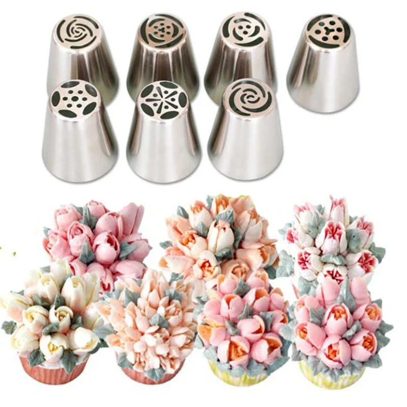 

Stainless Steel Russian Tulip Icing Piping Cake Nozzles Cream Pastry Decorating Tips Set Cupcake Cake Decorating Tools