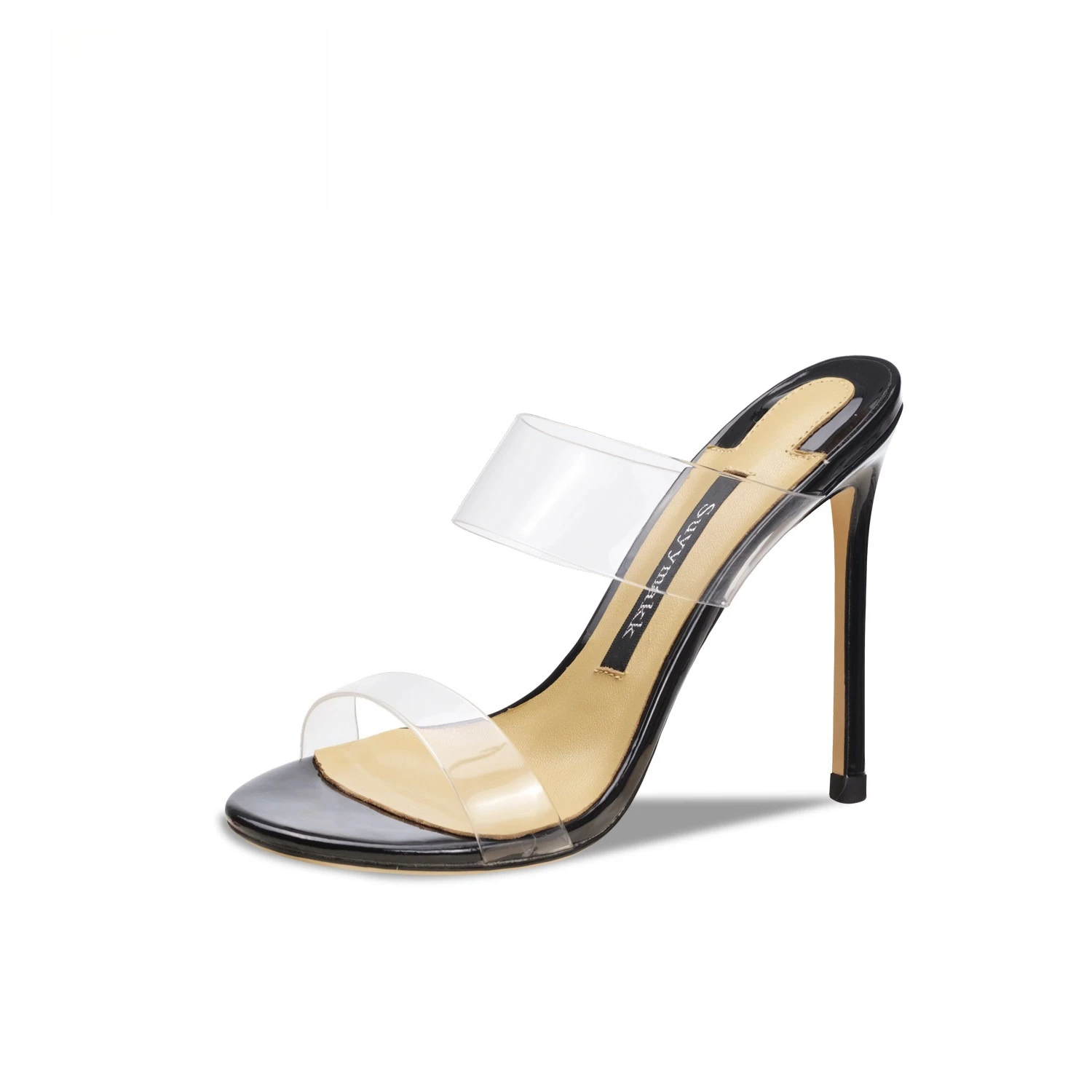 

Royi Store Leather Transparent Nude Sandals Women's Stiletto 2026 New Summer Wear One Word with Slippers Fairy Style High Heels
