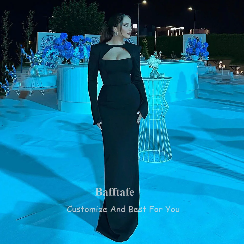 Maßgeschneiderte Meerjungfrau Schwarze Abendkleider Frankreich Langarm Formelle Abendkleider Damen Hochzeitsfeier-Kleider Vestidos De Noche – Detail 1