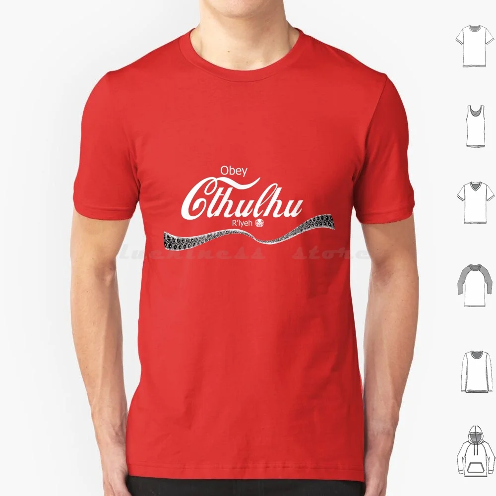 Cthulhu-Camiseta de talla grande 100% algodón, remera con estampado divertido de cereza y Cola, para dieta