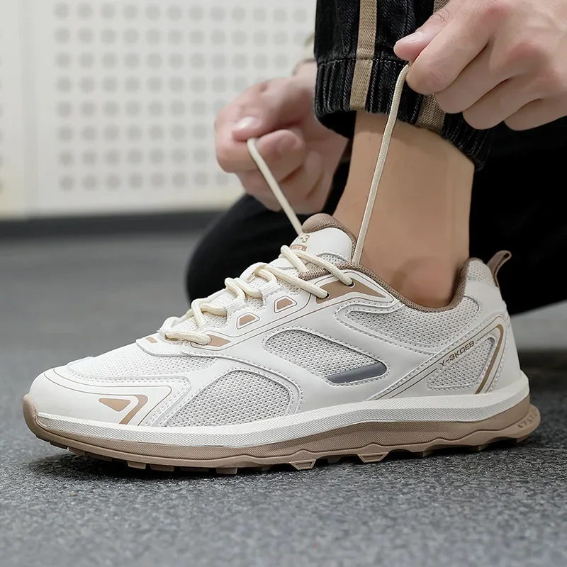 أحذية رجالية كاجوال شبكية قابلة للتنفس خفيفة الوزن ومضادة للانزلاق ومريحة وممتصة للصدمات، أحذية رياضية عصرية سهلة الارتداء