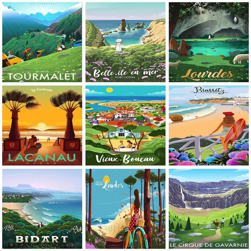 

CHENISTORY 60x75cm Painting By Numbers Kill Time Grassland Seaside Landscape Picture Coloring On Canvas For Adults Paint Kit