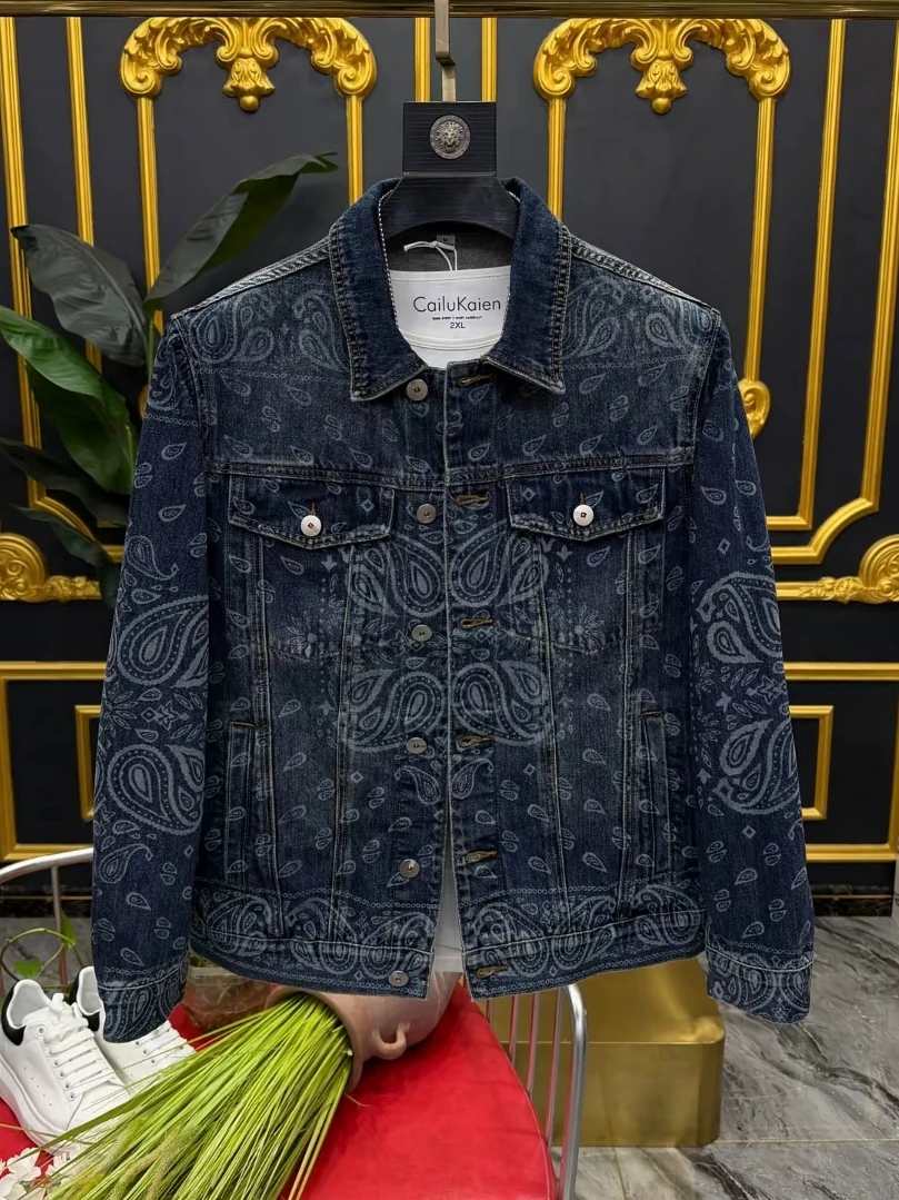 

Spring New Men's Faionable Stand Fit Denim Jaet Collared Outerwear Versatile Busin Sle Long Sve Antibacterial