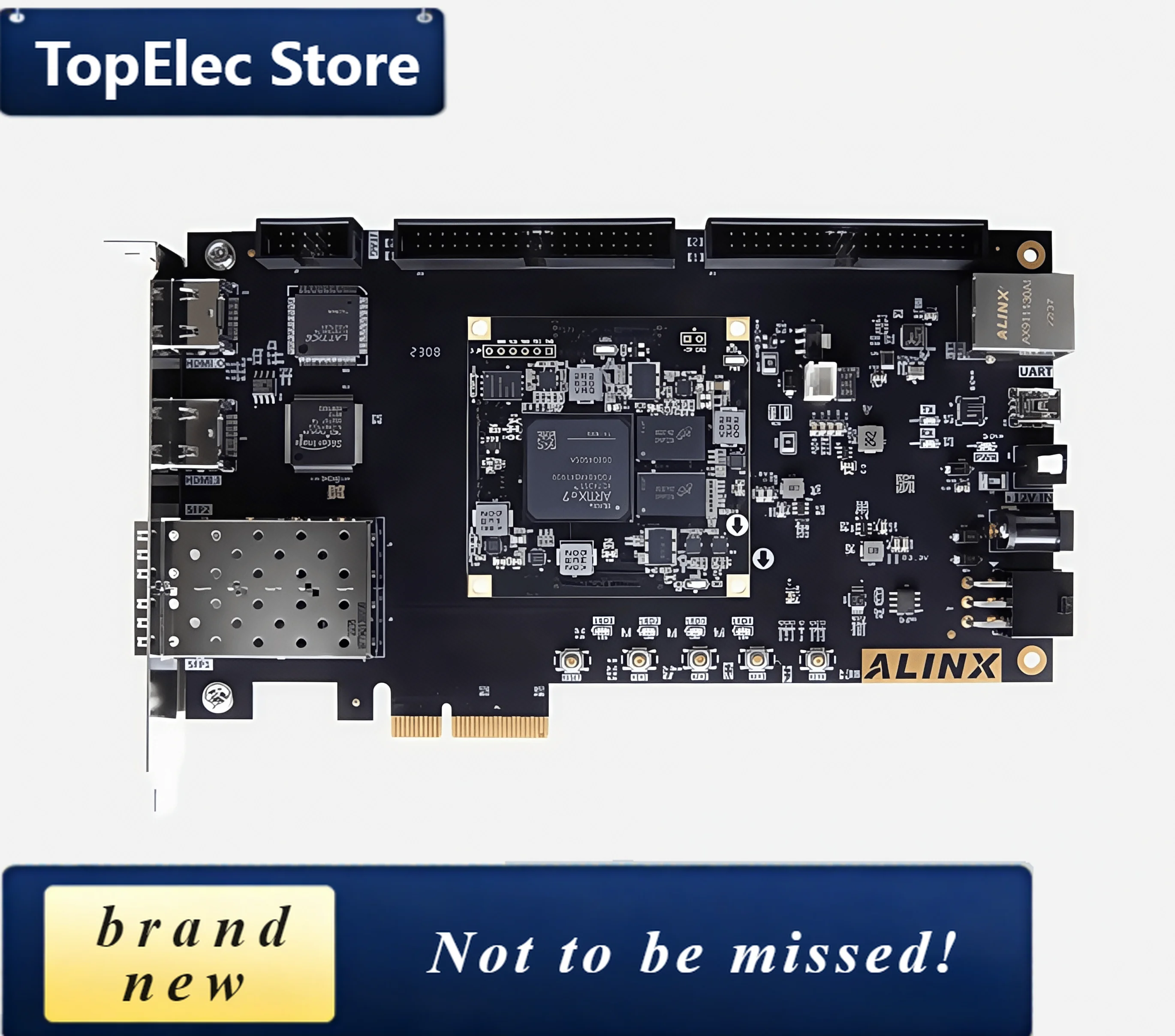 TopElec ALINX Black Gold Xilinx Artix7 FPGA Development Board PCIe Fiber 7A035 XC7A35T AX7A035