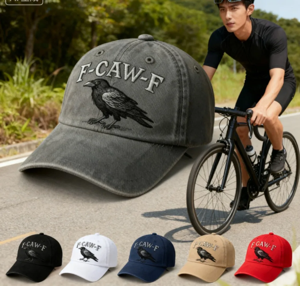 New F-Caw-F Crow Hat Soft Washed Baseball Vintage Hat Black Bird  Caps