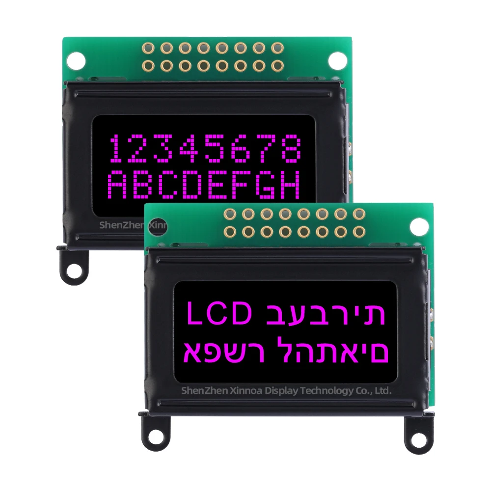 LCD Parallel Display 51 Microcontroller Stm32 DFSTN Black Film Yellow Letters 0802C Hebrew Character Screen 8*2 0802 8X2