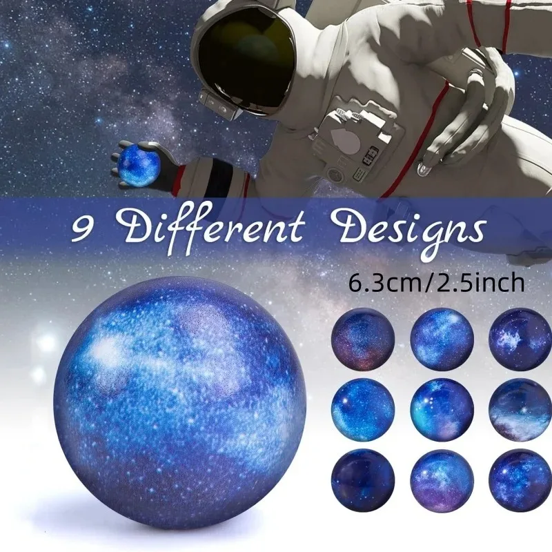 Palline antistress Galaxy da 6 pezzi - Giocattoli da spremere in schiuma per spazio esterno, set antistress morbido e squishy a vita lenta, palline per cani da compagnia