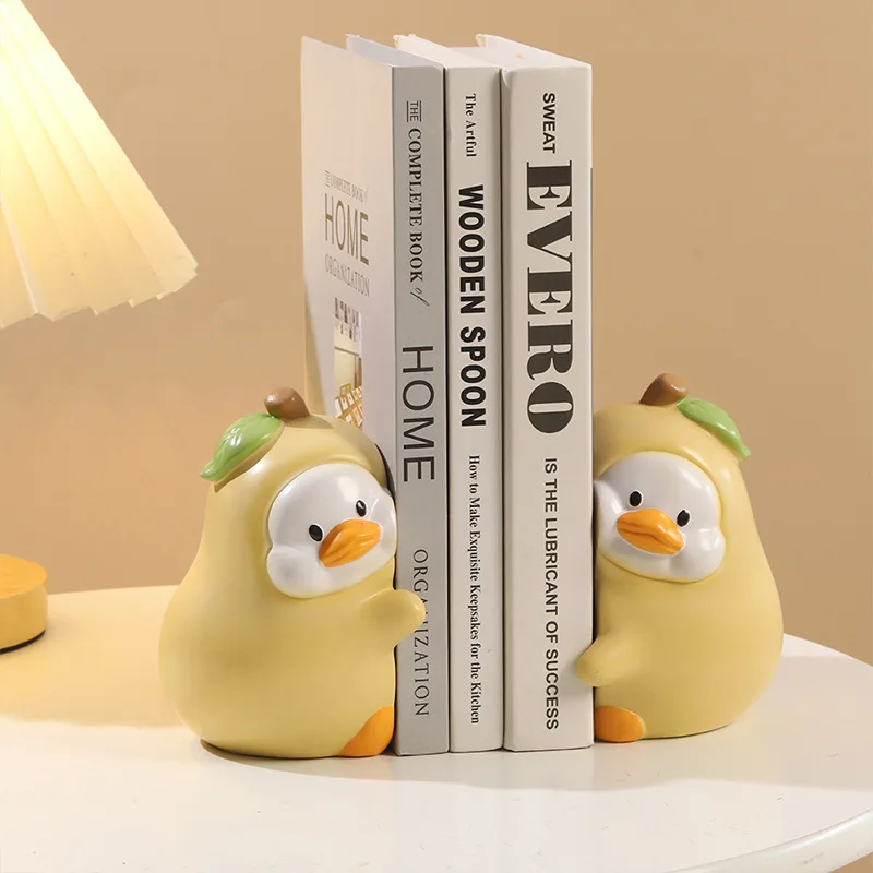 Aesthetic Resin Duck Bookend Cute Creative Animal Book Ends Book Holder, Living Room School Study Desk Decor Ornament Figurine