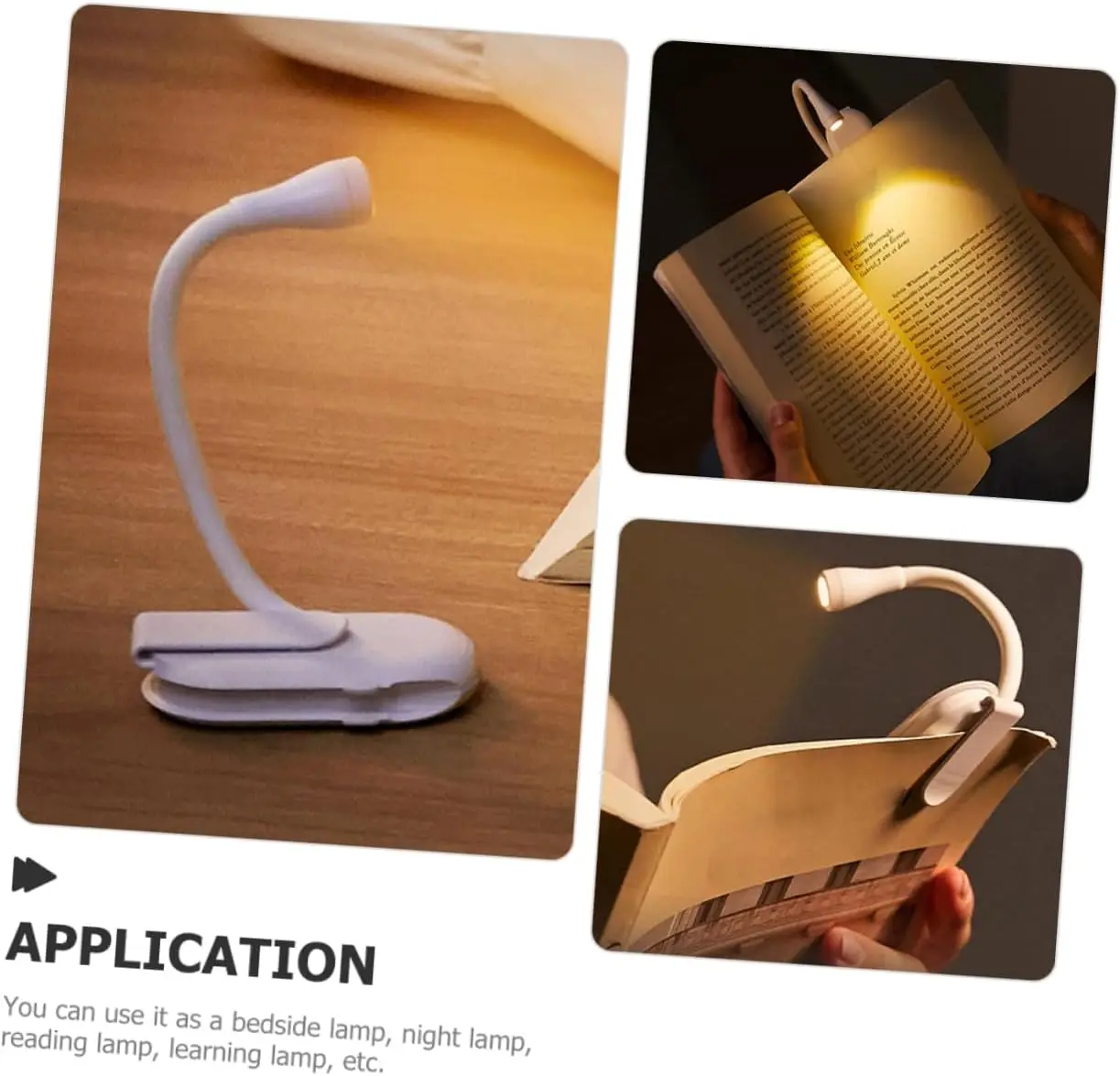 Rechargeable Book Light Clip for Bed Night Reading Light Reading Lamps Adjustable Brightness,360-Degree Foldable LED Soft Light
