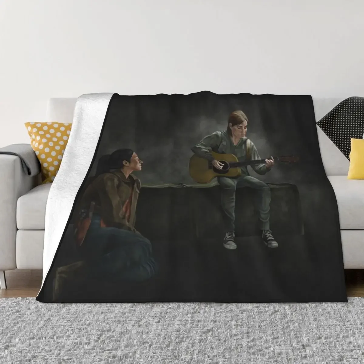 The Last of Us Ellie and Dina Throw Blanket Loose Cute Plaid For Sofa Thin Soft Blankets