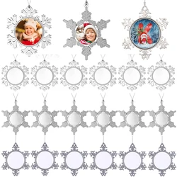 3/1PC Snowflake Photo Frame Metal Christmas Ornament Hanging Decorations Heat Press Ornament for Christmas Party DIY Craft Home