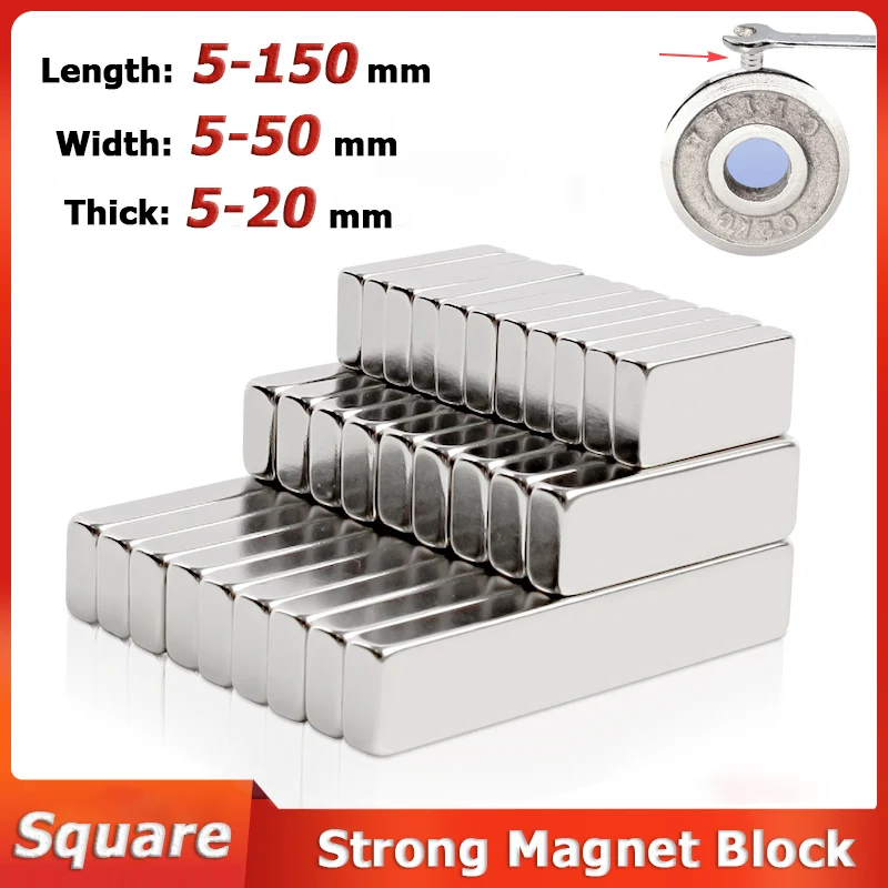 

1-100pcs Length 5-150mm Magnetic Block Width 5-50mm Thick 5-20mm Super Powerful Magnet Square Disc Strong Magnet for Fridge Home