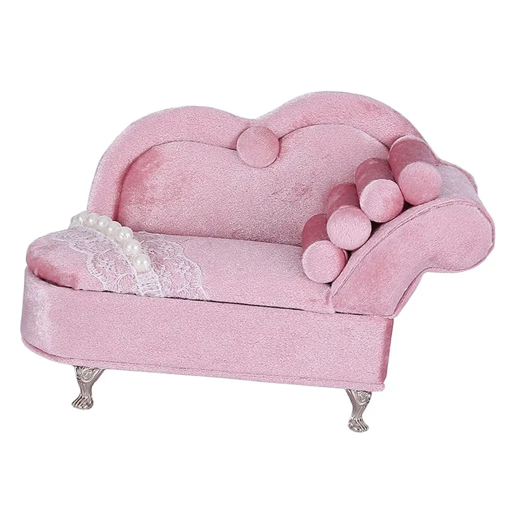 

Jewelry Storage Organizer Velvet Jewelry Box Sofa Shape Earring Necklace Holder for Girls Gift and Decor