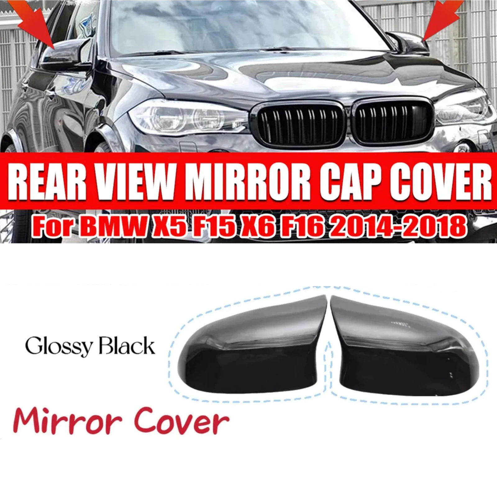 

Car Side Door Rearview Side Mirror Cover Cap For BMW F15 X5 F16 X6 F25 X3 F26 X4 2014 2015 2016 2017 2018 Parts styling M style