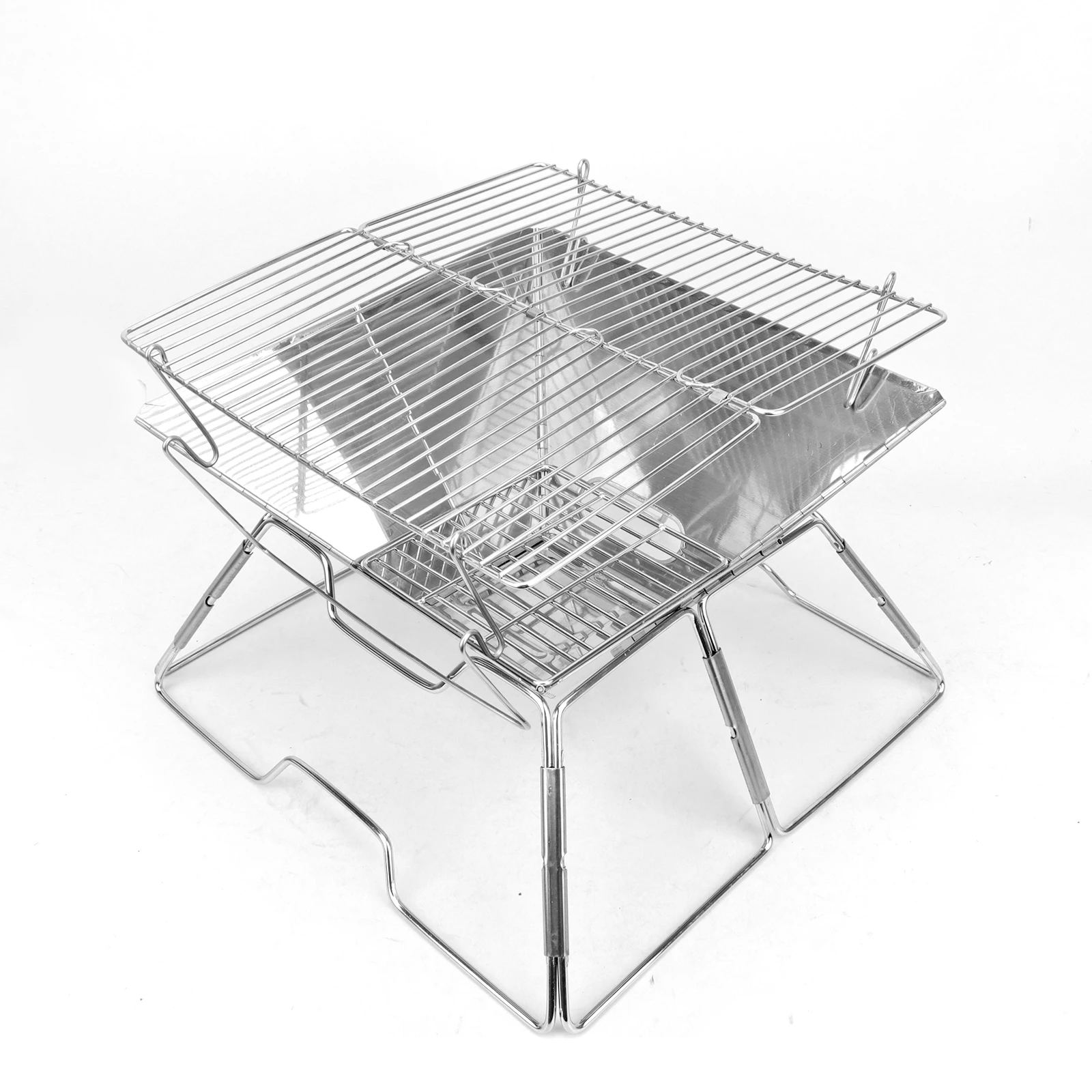 

Tourbon Camping Portable Folding BBQ Grill Stainless Steel Stove with Carrying Bag Picnic Barbecue Utensils Hiking Travel