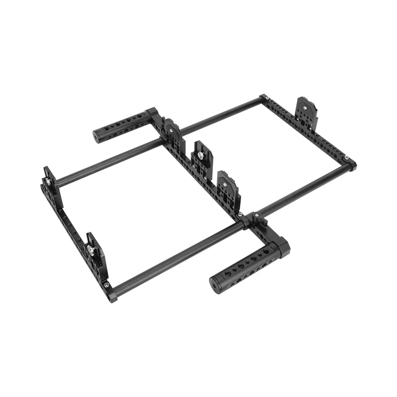 CAMVATE Handhold Triple Director's Monitor Cage Rig with Dual Rod Handgrips& Cheese Plate-Style For 5 to 8" and 12" LCD Monitors