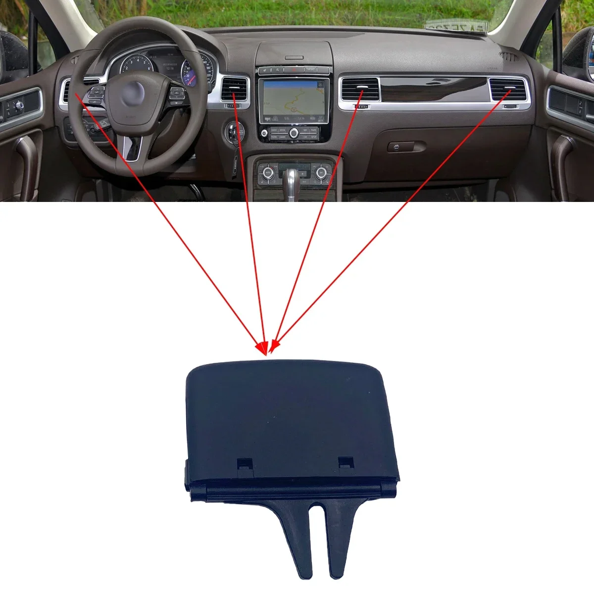 

GEFENSI 1x/2x Front Dashboard Grill AC Air Outlet Vent Slide Tab Clip For VW Touareg 2 7P 2011-2017 7P1819703 7P1819704 7P181972