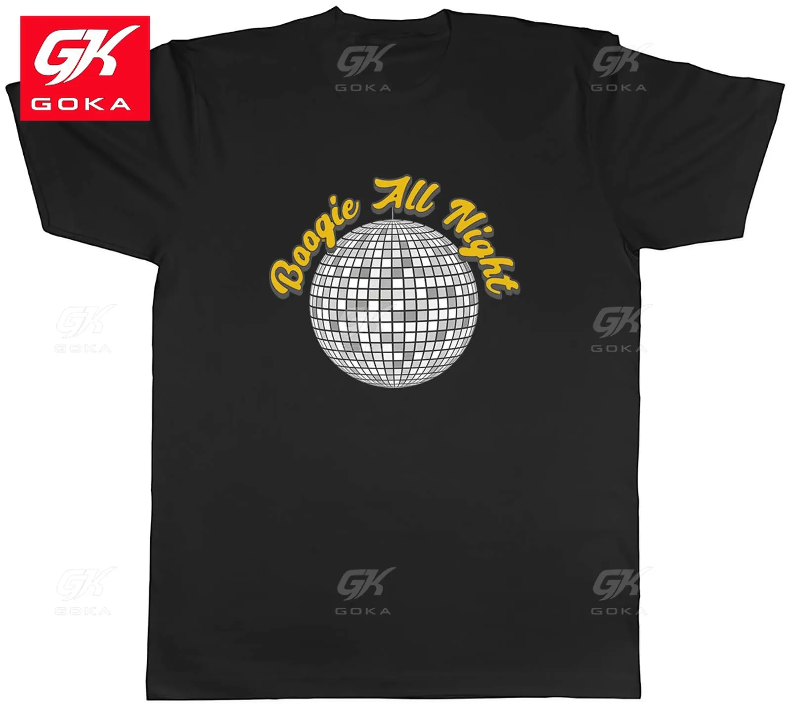 Boogie All Night Mens T-Shirt Disco Ball 70's 60's Funk Soul Dance Tee Gift Graphic Clothing Cotton Tees Vintage Printed Tops