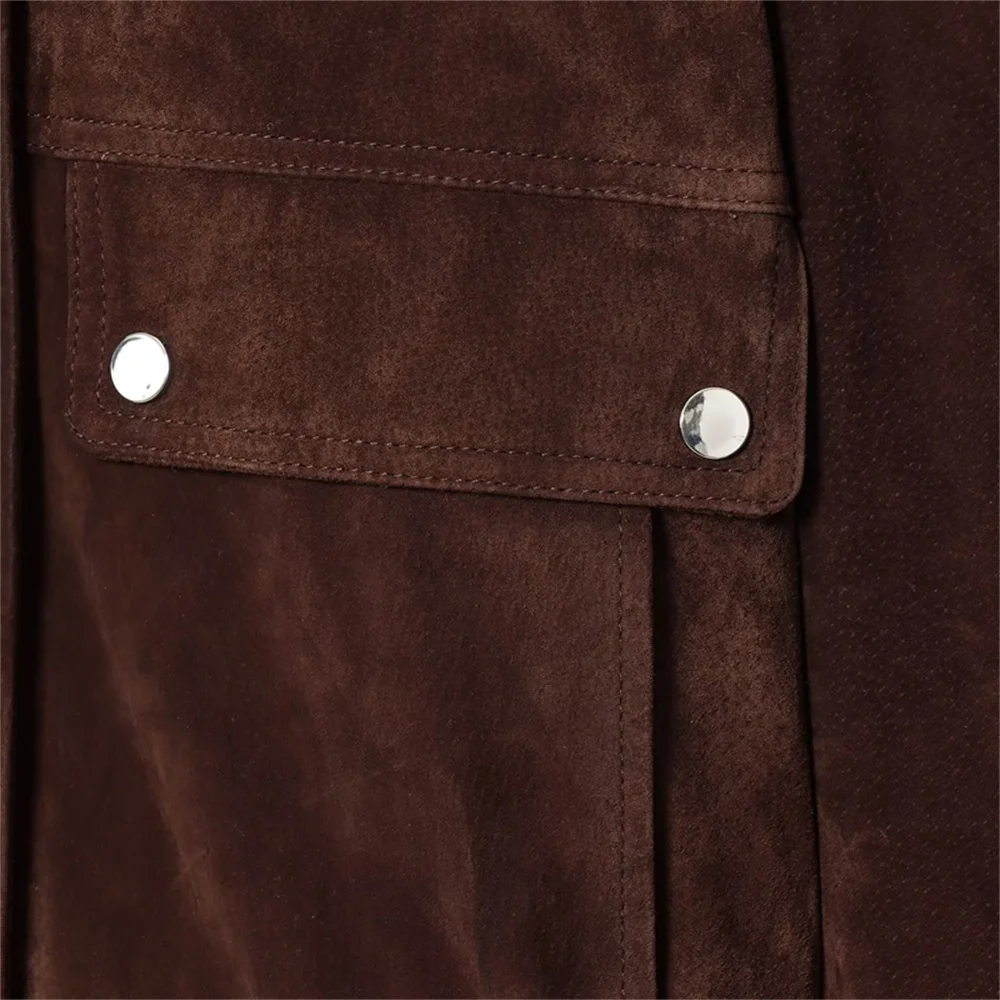 s new women's fashion casual stand up collar long sleeved pocket decoration suede pilot jacket jacket jacket