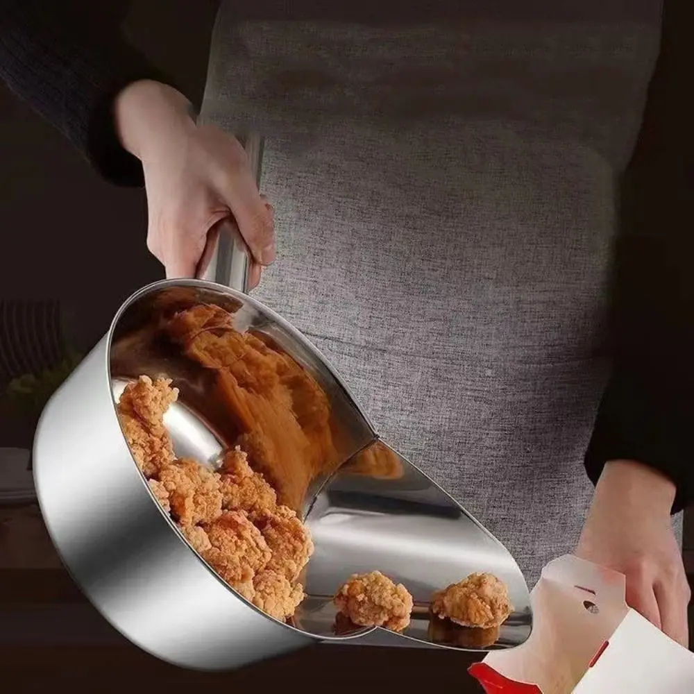 

Packing Spoon Stainless Steel Popcorn Scoop With Handle Ergonomic French Fry Scoop Packaging Durable Ice Scoop Dry Goods