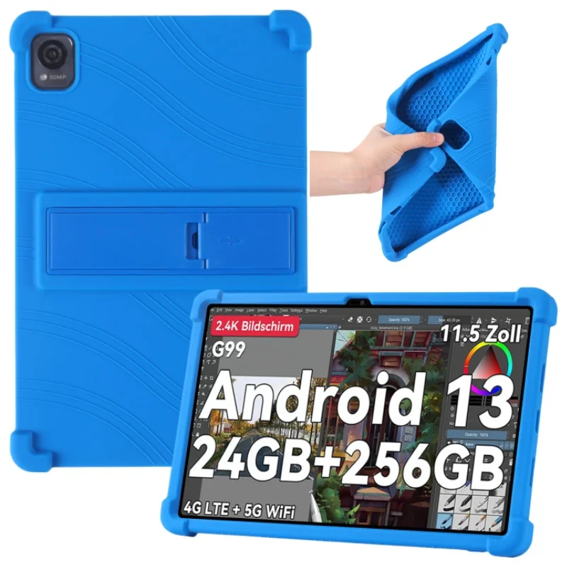 

Soft Silicon Cover For Funda Blackview Mega 1 2024 Case Mega1 11.5" Tablet PC Kickstand Coque with 4 Shockproof Airbags