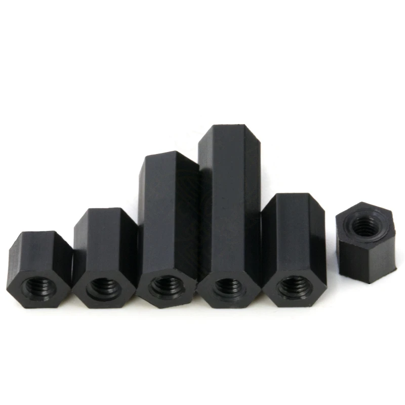 20/50PCS M2 M2.5 M3 M4 Hex Nylon Standoff Spacer Black Female Standoff Double Pass Plastic Hexagon Thread PCB Motherboard Spacer