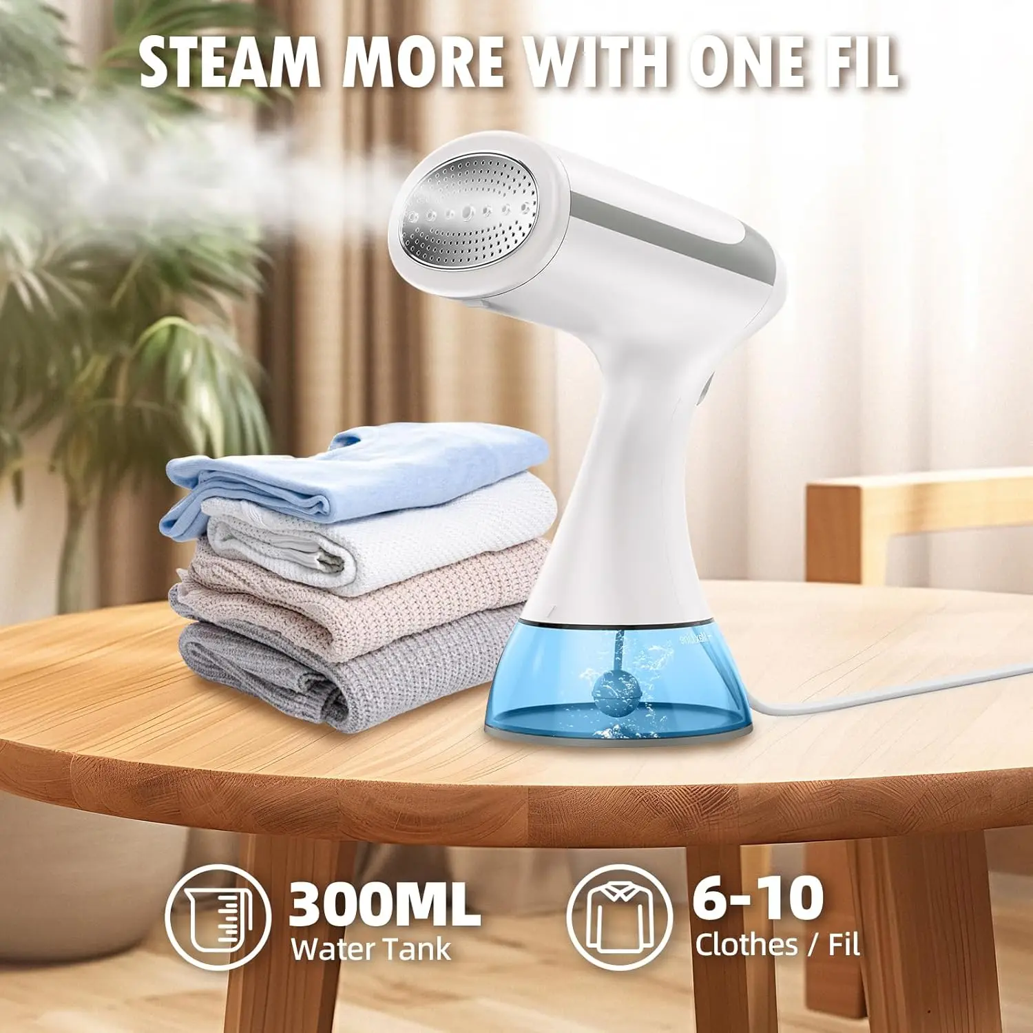 مكواة بخار للملابس مع خزان مياه قابل للإزالة 300 مل، 1500 وات، تسخين سريع لمدة 20 ثانية، مكوّاة مبللة معلقة #3