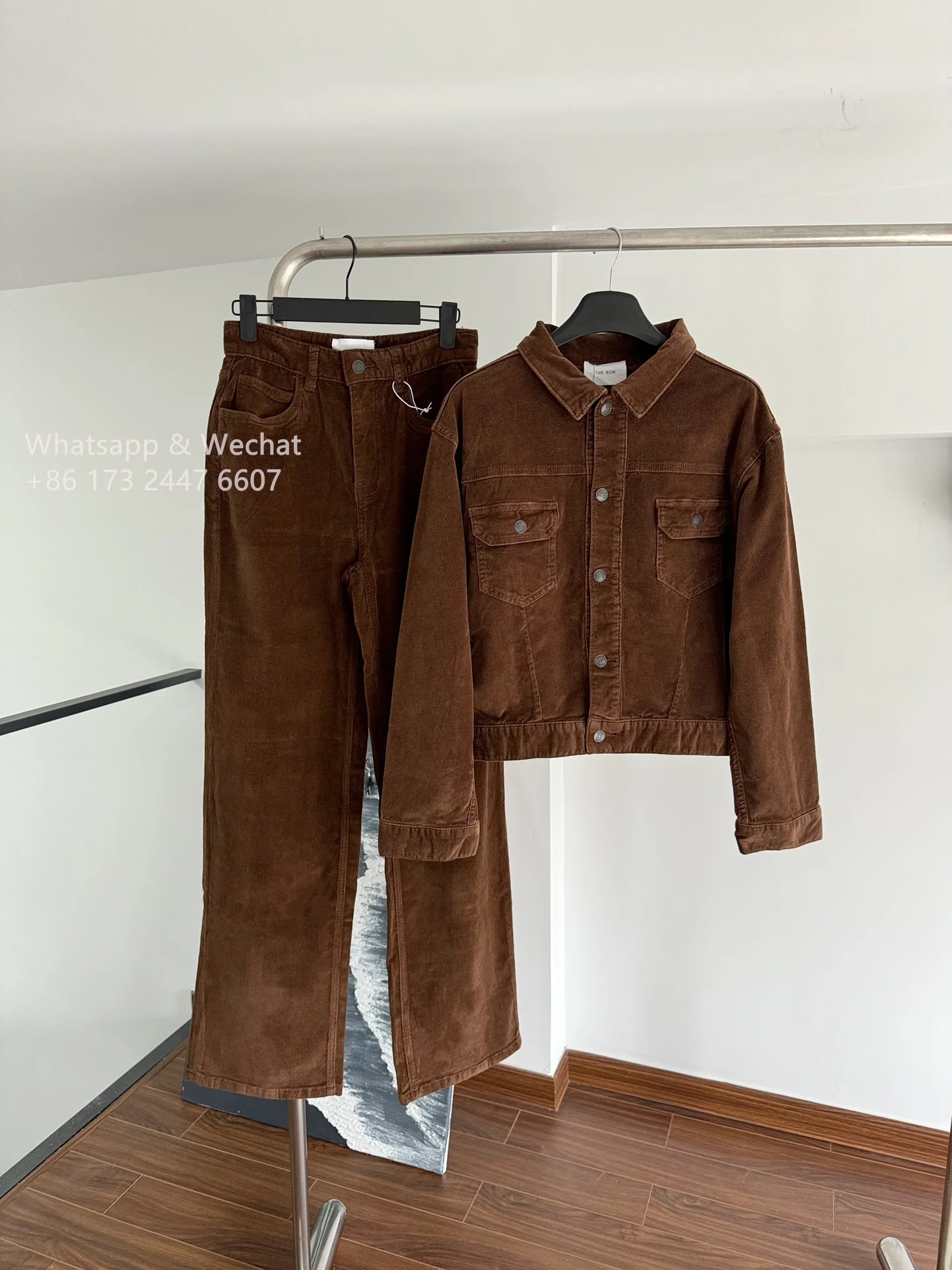 The*R0w Winter Women Pants Wide Leg Cotton Brown Oversize Floor Length Casual Fashion OOTD Pocket Corduroy