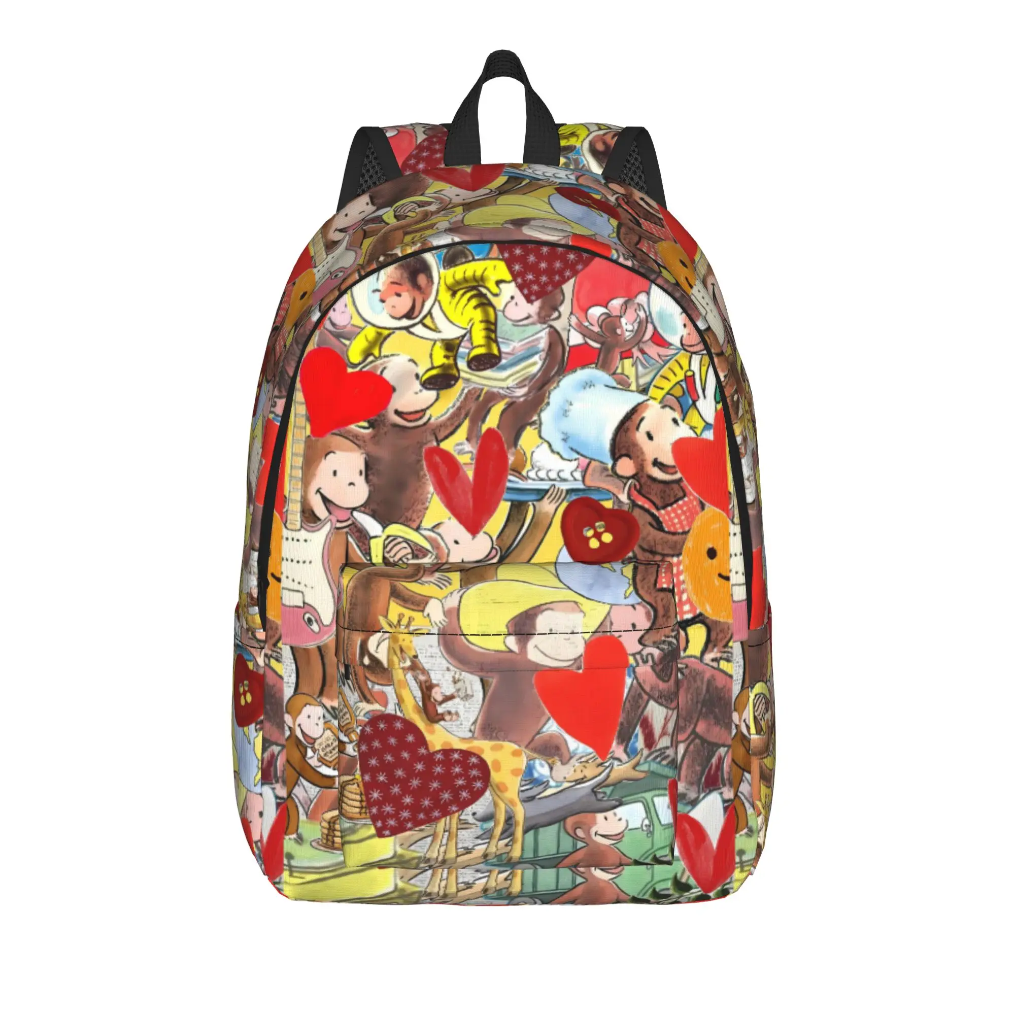 C-Curious George Backpack  Youth Polyester Sport Backpacks Breathable Stylish School Bags Rucksack