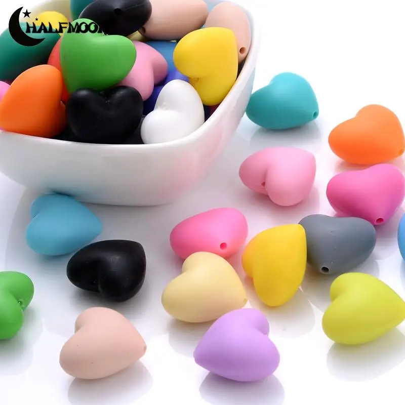 10/20Pcs Heart Silicone Beads 18x20mm Baby Food Grade Teether Beads for Jewelry Making Chewing Pacifier Clip Findings BPA Free