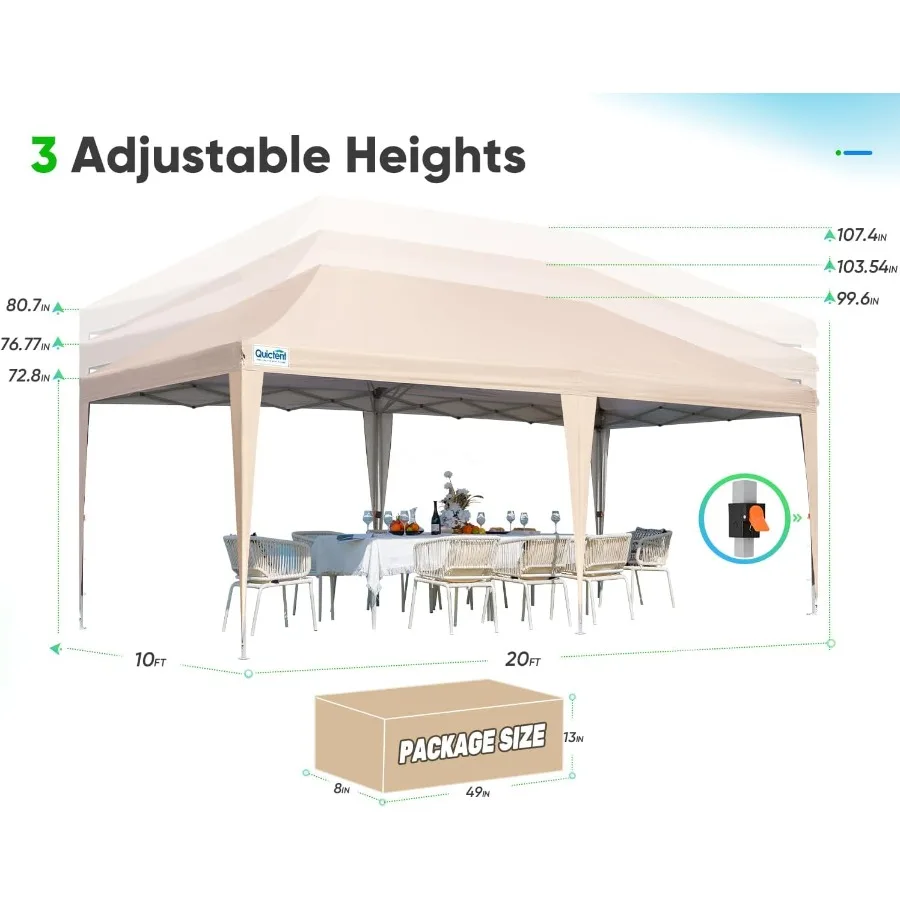 خيمة بمظلة منبثقة مقاس 10 × 20 مع سهولة الإعداد وحقيبة تخزين بعجلات للاستخدام التجاري والمناسبات الخارجية وحفلات التخييم والسوق