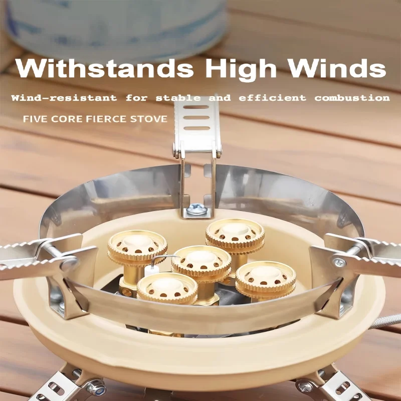 Kompor Gas Camping BRS-201A, Kompor Camping Bertekanan Tinggi untuk Perjalanan, Pembakar Gas Butana dengan Pelindung Angin dan Pengapian Piezo