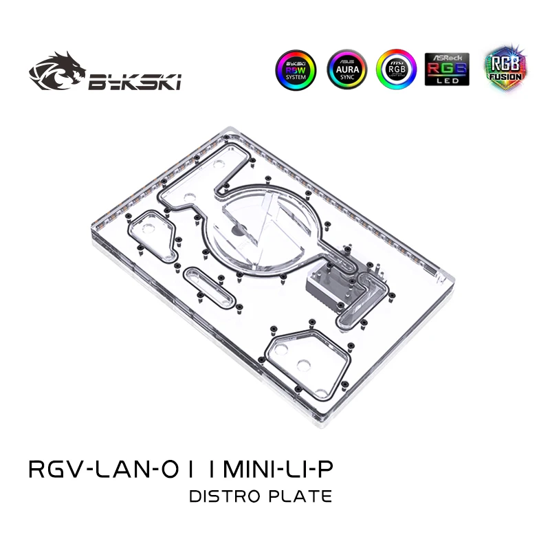 Bykski RGV-LAN-O11MINI-LI-P Distro Plate For Lian Li PC-O11 mini Case, Waterway Board For Single GPU Building Water cooling