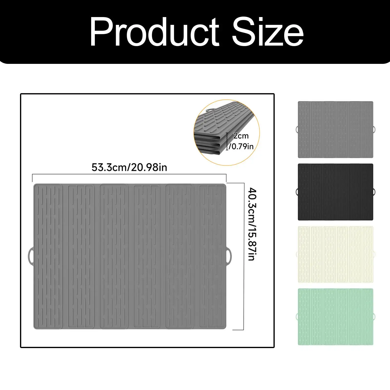 Dish Drain Mat Silicone Foldable Sink Coffee Bar Restaurant Heat Resistant